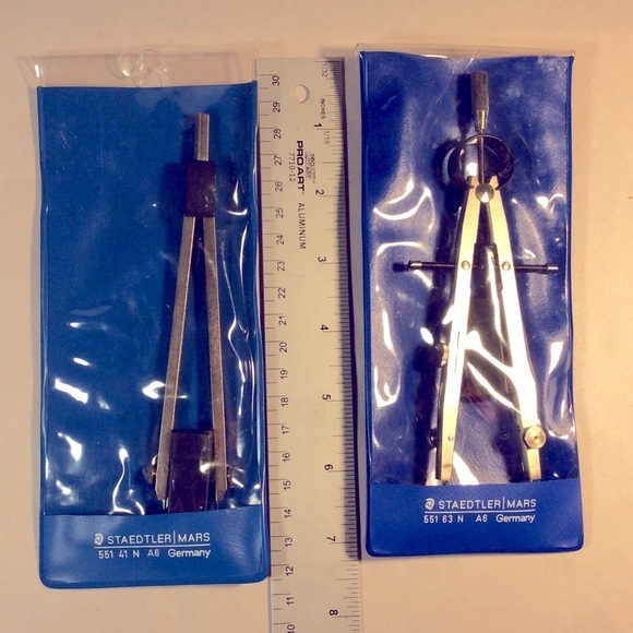 2 Two lot Staedtler Mars Precision Compass Made in Germany Drafting w packaging - Picture 9 of 9
